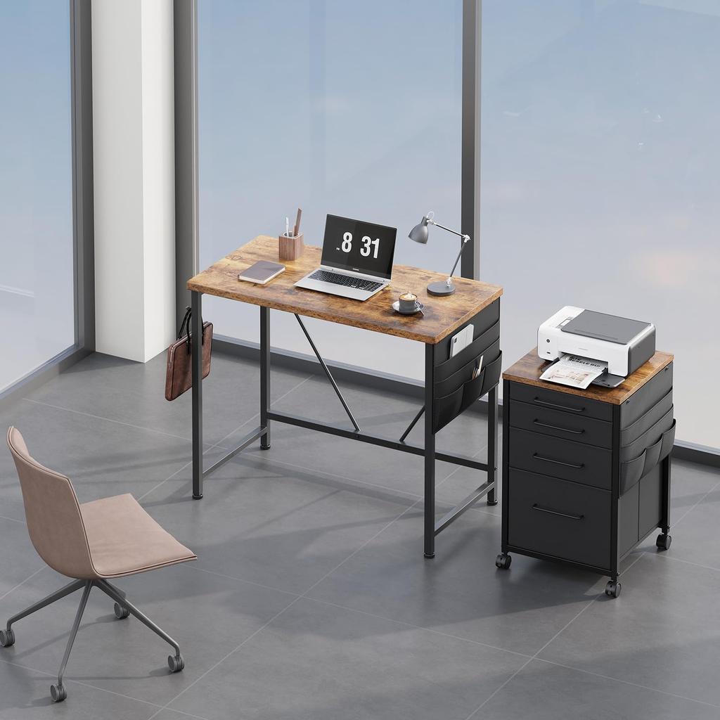 YeTom Computer PC Width Compact Study Desk with Storage Study Desk with Monitor Arm Easy To Vintage Desk, Desk, Desk, 80Depth 40cm, Simple, Desk,