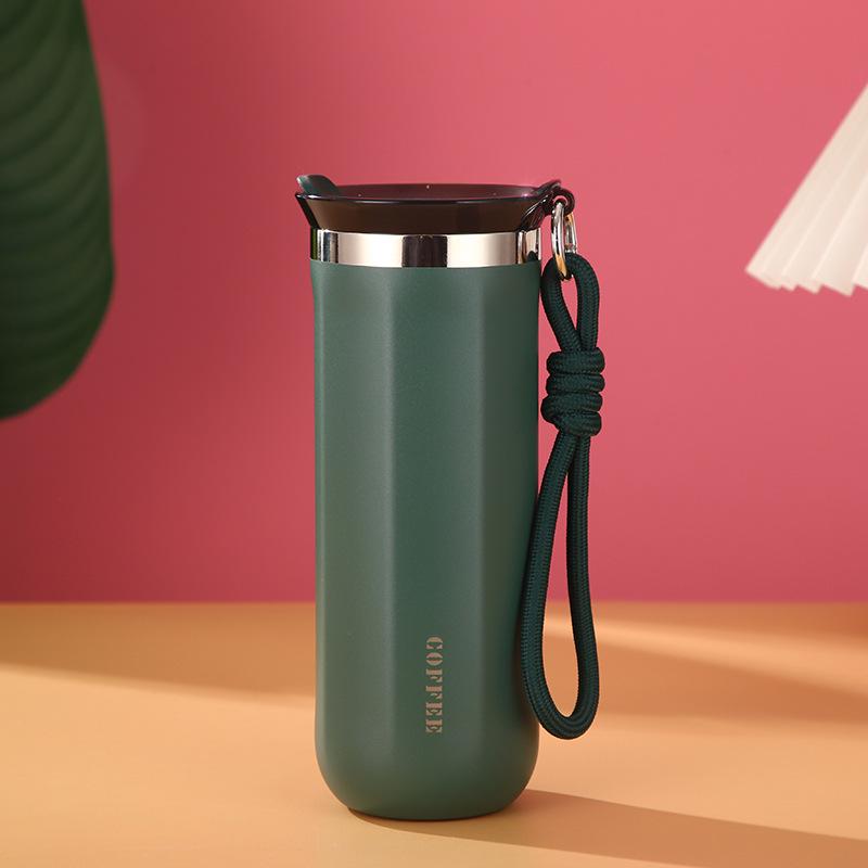 304 Stainless Steel Double-Layer Vacuum Thermos with Lanyard – Portable Outdoor Sports Coffee and Water Bottle