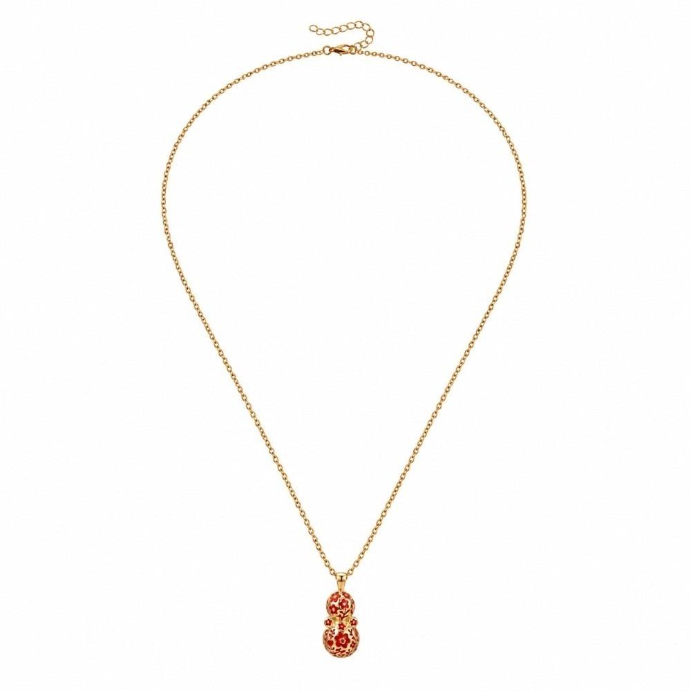 Drip Oil Gourd Pendant Necklace Red Enamel Peanut Pendant Necklace  Women Girl