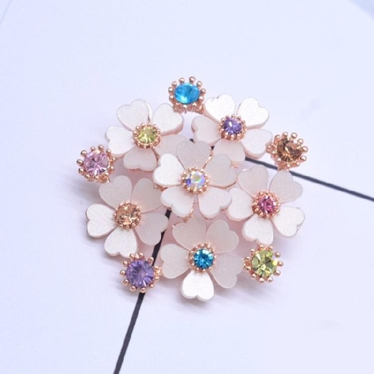 Rhinestones Embellishment Flower Shaped Brooch Unique Floral Shaped Lapel Pin Stylish Women Accessory for Coat Dress