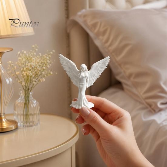 Guardian Angel Decor 3D Printed Elegant Figurine with Large Wings, Decorative Statue, Delicate Pleat Curve Statue Art Crafts Decoration for Home Shelf