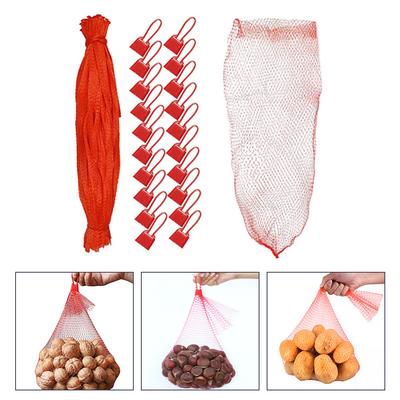 100pcs Simple Mesh Bags Shopping Vegetable Storage Bags (Red) Plastic Storage Bag Fruit Pocket Woven Storage Bag