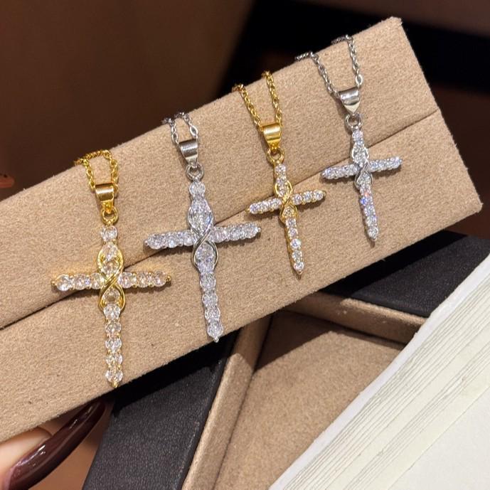 European High-End Women s Cross Necklace - Simple Clavicle Chain Jewelry, Douyin Style Inspired Pendant Only
