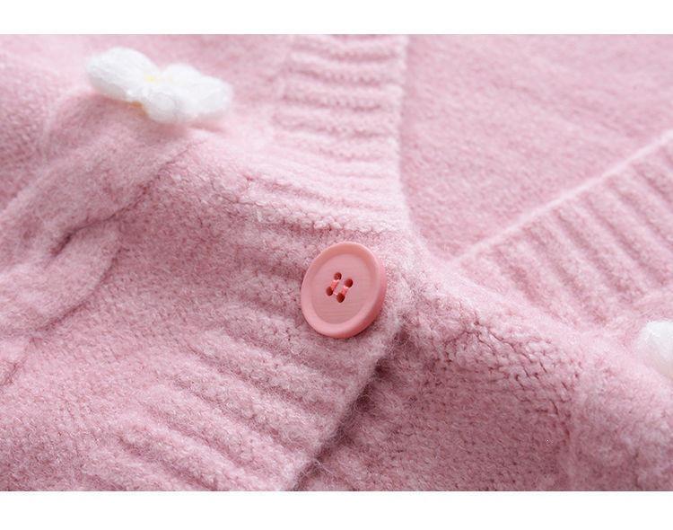 Handmade Chunky Knit Flower Cardigan for Women - Early Autumn Korean Style