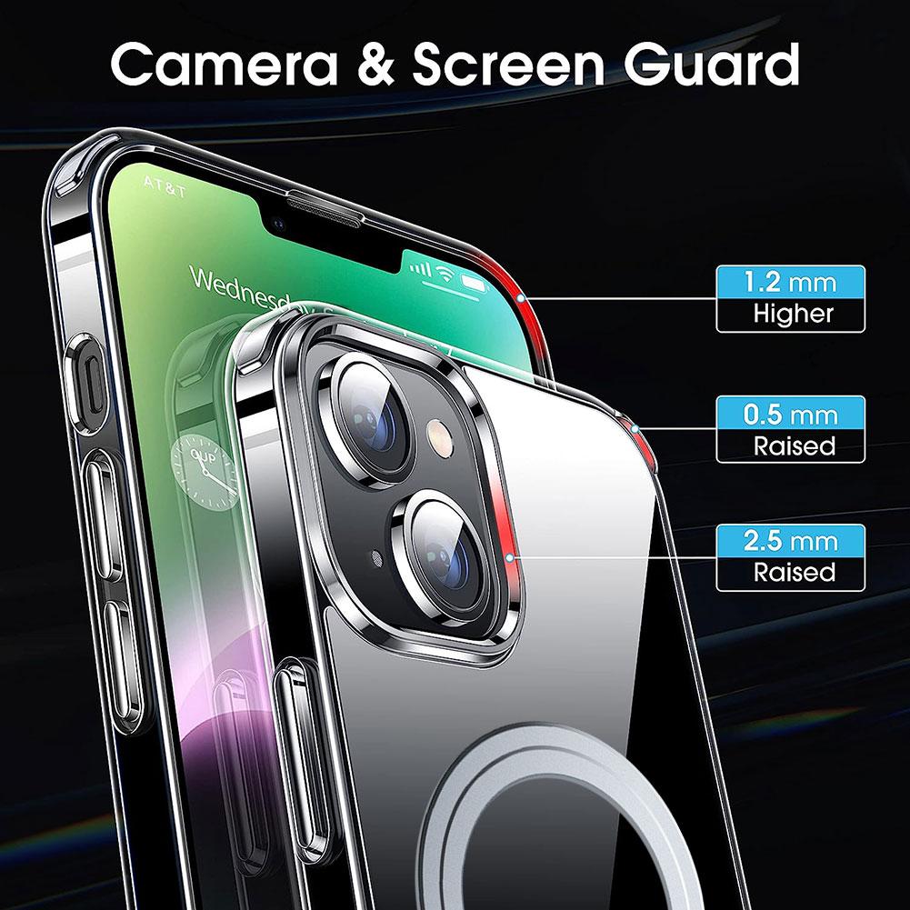 For iPhone 14 Magnetic Clear Case Compatible with MagSafe TPU+PC Protective Phone Cover