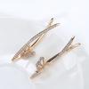 Golden Color V Hoop Earrings Women Wedding Butterfly Drop Earrings Jewelry
