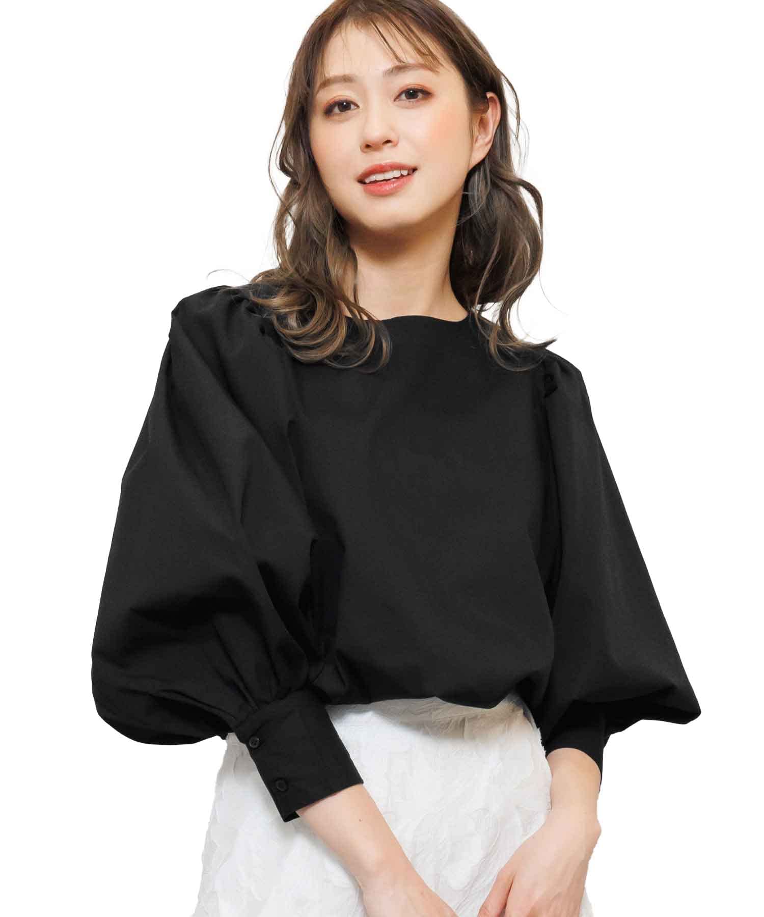 

Milliandeni Women s Balloon Sleeve Blouse, Voluminous Sleeves, Long Sleeve, Black, Size L