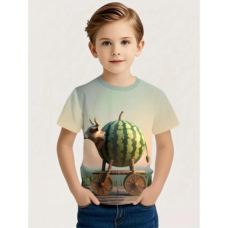 Italian Brainrot New Summer Print Short-Sleeved Refrigerator Camel 3D Printed Round-Neck T-Shirts for Boys Girls Kids' T-Shirt