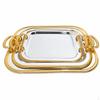 Luxury Square Serving Tray with Handles, Electroplated Metal Platter for Coffee Table Decor,