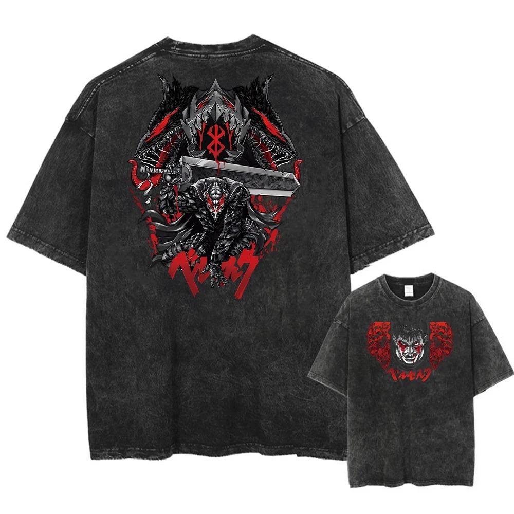 Harajuku Vintage Tričko Streetwear Japonské Anime Grafický Potisk Prané Krátký Rukáv Oversized Tričko Pánské Ležérní Trička Top Unisex