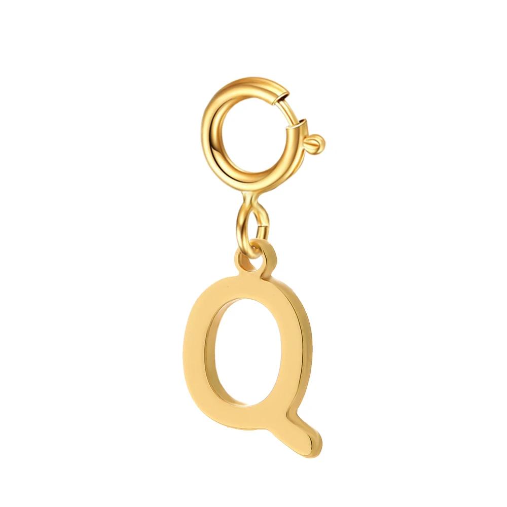 spring buckle Letter Charms Pendant initial charms pendant for Women Necklace earring Zircon keychain DIY accessories Wholesale