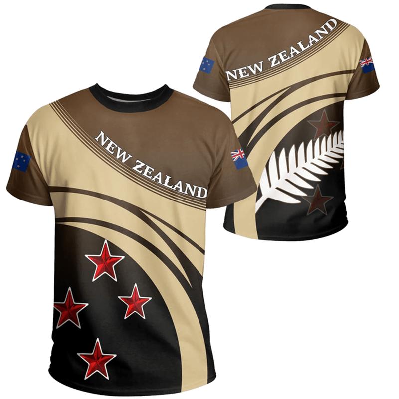 New Zealand Flag Map Graphic T Shirts Silver Fern National Emblem