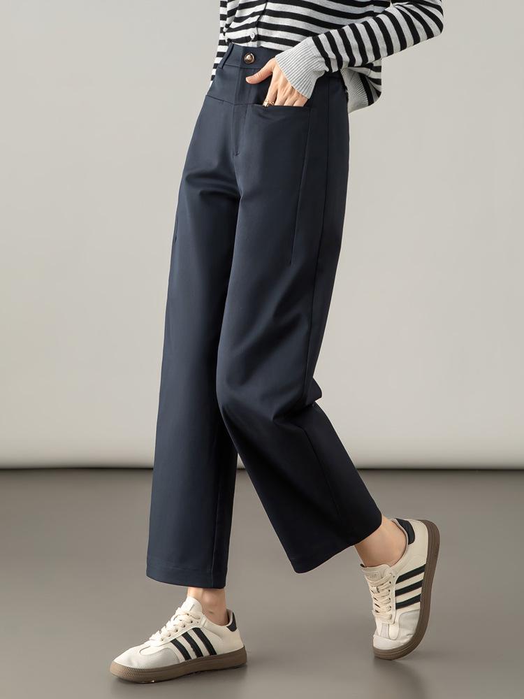 High-Waist Petite Tencel-Cotton Harem Pants for Women - 2025 Autumn Collection, Nine-Point Wide-Leg Casual Design