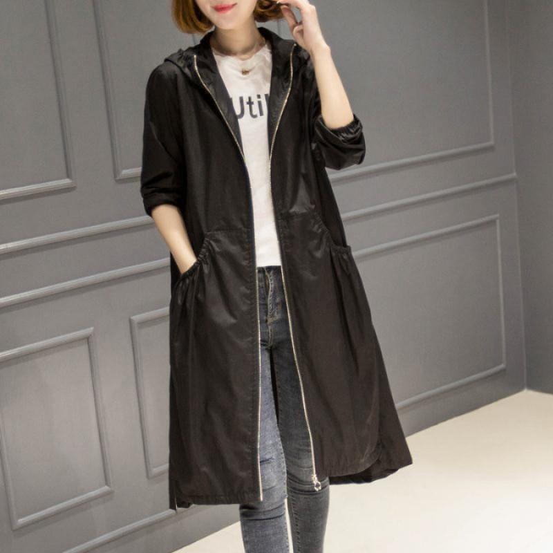 Damen Oversized Kapuzen-Trenchcoat Mittellang Lockerer Schnitt Einfarbig 2025 Stilvolle Lässige Oberbekleidung