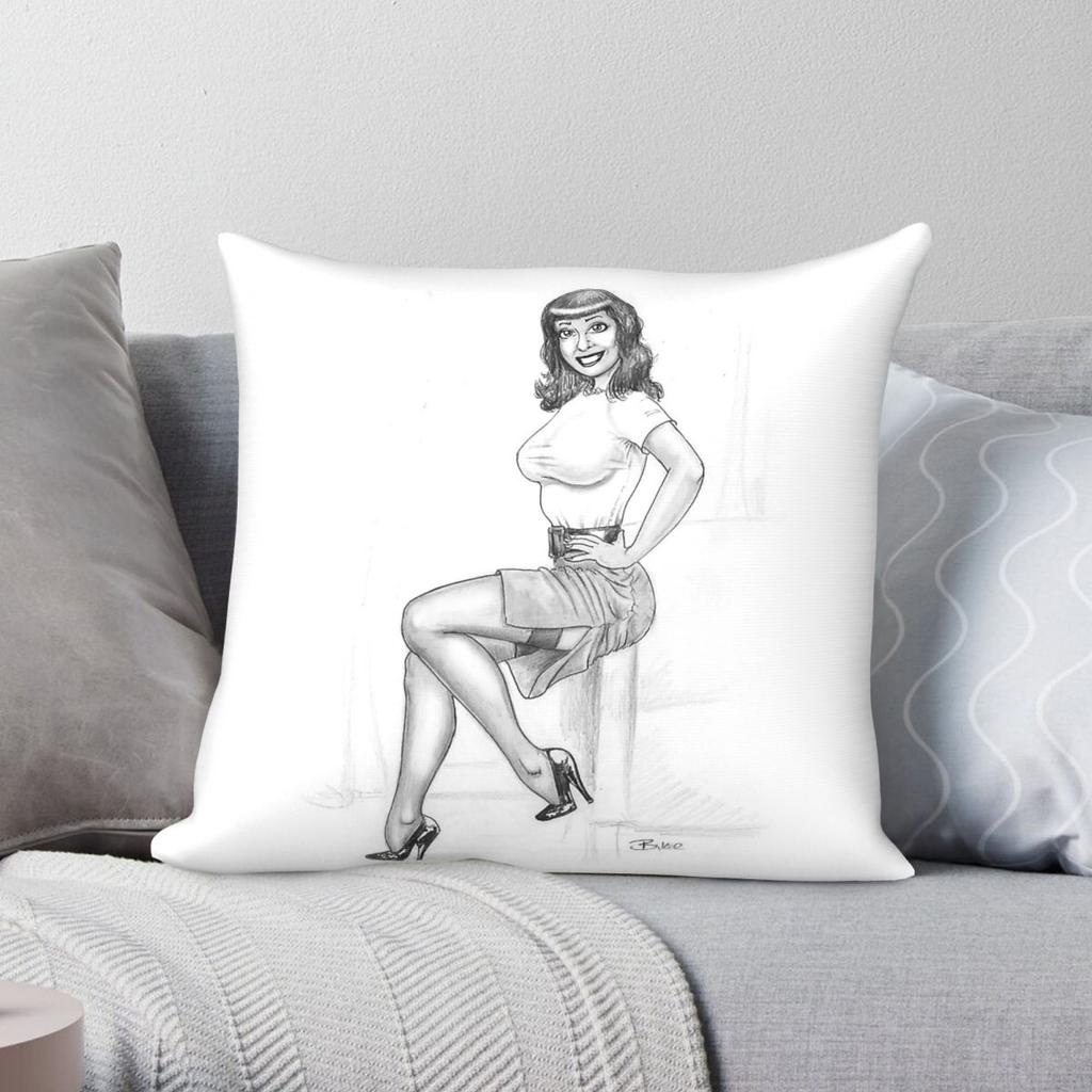 Model Bettie Page Pillowcase Polyester Linen Velvet Pattern Zip Decor Throw Pillow Case Car Cushion Cover Wholesale 45x45