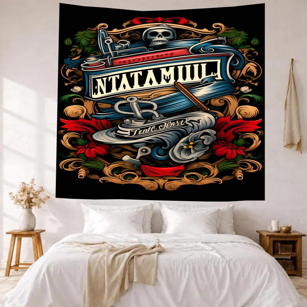 Tattoo Style Wall Decor Tapestry Art For Pet Memorial Birthdaywedding Party Backdrop Family Gift