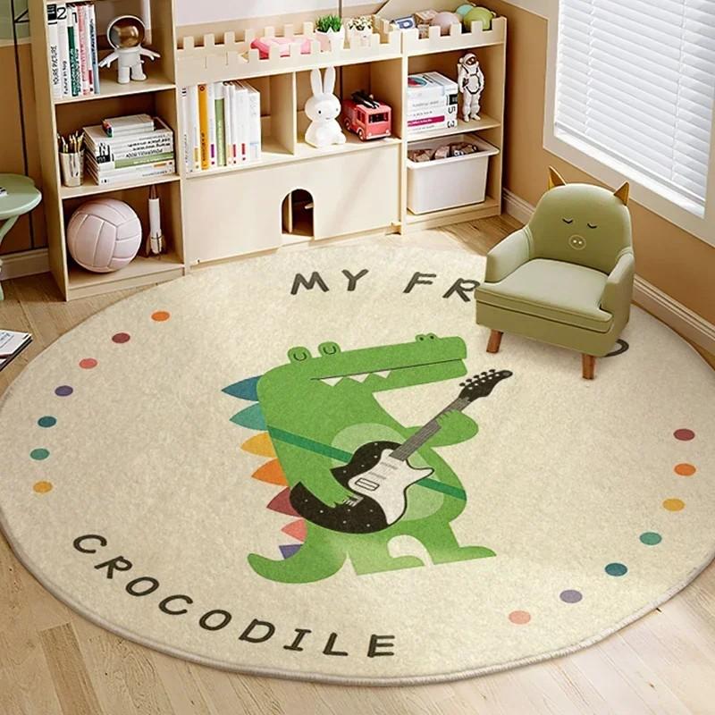 Round Short Plush Carpet Early Education Cartoon Children's Room Mat Play Area Floor Mat INS Style Mother and Baby Decor