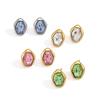 1Pair Stainless Steel Stud Earrings Irregular Colorful Crystal Ear Studs Luxury Korean Jewelry For Women Daily Party Wear