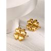 18k gold stainless steel/four-leaf clover earrings ins wind unique design sense split left and right titanium steel earrings
