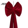 Reusable Event Ornaments Large Burgundy Velvet Bow, Giant Hanging Wall Decor for Indoor Wedding Backdrop, Christmas Tree Topper, Bridal Shower