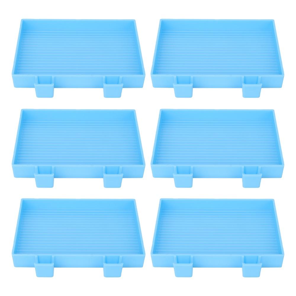 6PCS Plastic Rhinestone Storage Trays Blue Diamond Art Painting Tray Gem Sorting Plate Bead Sorting