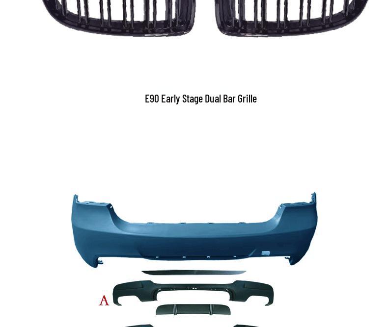 BMW 3 Series E90 2005-2012 MT Sport Front/Rear Bumpers, Grille, Side Skirts, Fog Lights