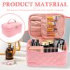 Travel Makeup Bag Large Capacity Portable Cosmetic Organizer Bag Polyester Women Toiletry Case with Divider and Handle for Home