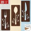 3pcs Hollow Out Kitchen Tools Wall Plaques Fork Wall Sticker Hangings  Restaurant Decor