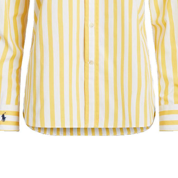 Polo Ralph Lauren Striped Single-Breasted Shirt Women Shirts Yellow WMPOSHTNDN20186-700