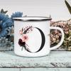 Alphabet Blumen A-Z Vintage Emaille Kaffee Tee Tassen Urlaub Camping Getränke Saft Bier Tassen Zuhause Büro Milch Tasse Geburtstagsgeschenke
