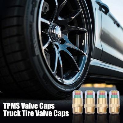 Tire Pressure Monitoring Valve Stem Caps Visual Tri-Color Alert Caps Waterproof Tire Pressure Gauge Replacement