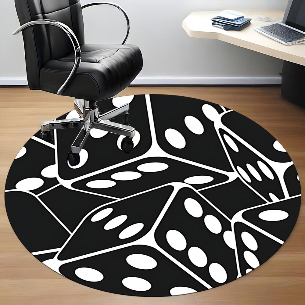 1pc Dice Pattern Office Round Area Rug, Indoor Mat Suitable ForOffice, Under Office Chairs Bedroom Living Room Home Decor, Room Decot248