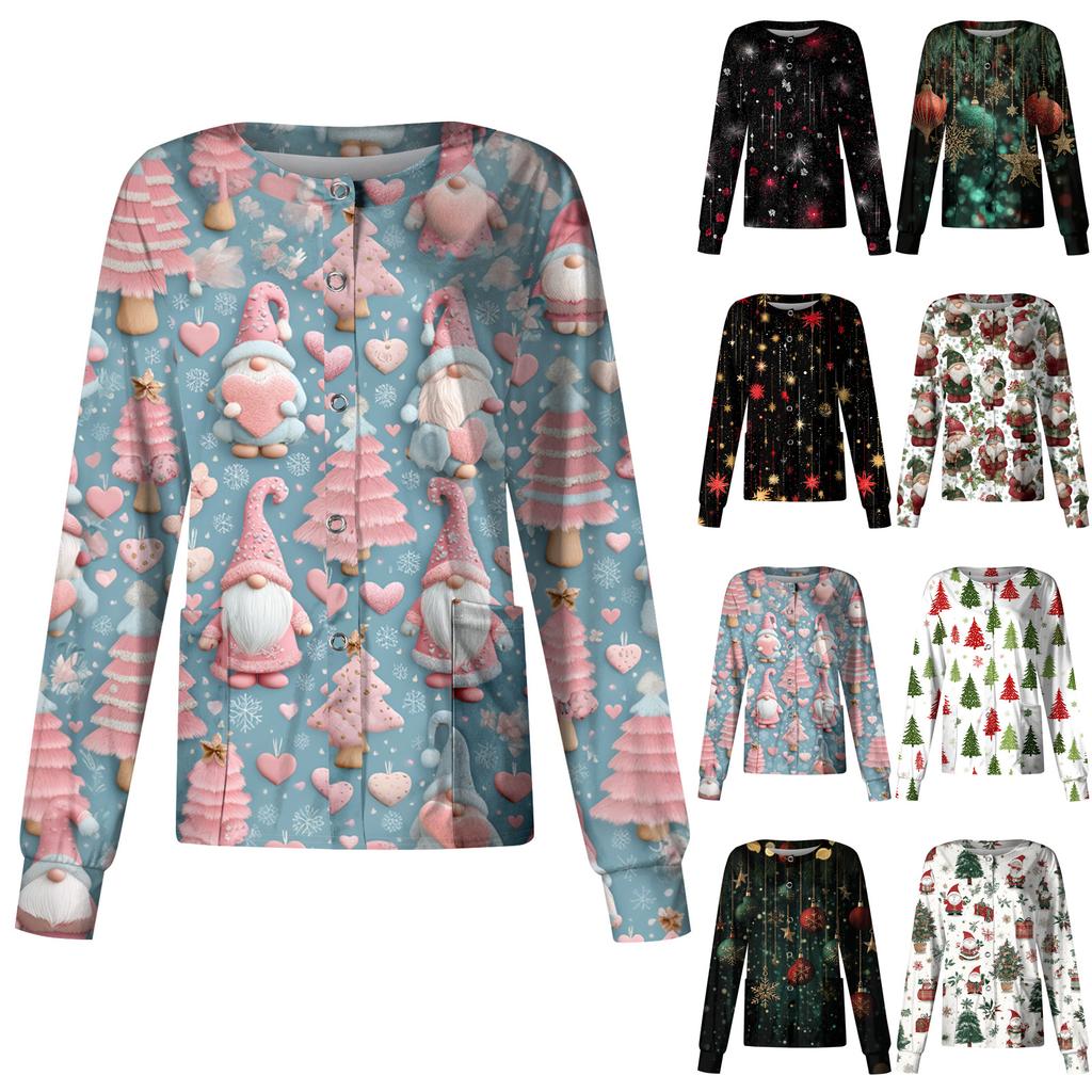 Damen Casual Langarm Einreiher Bedrucktes Stilloberteil