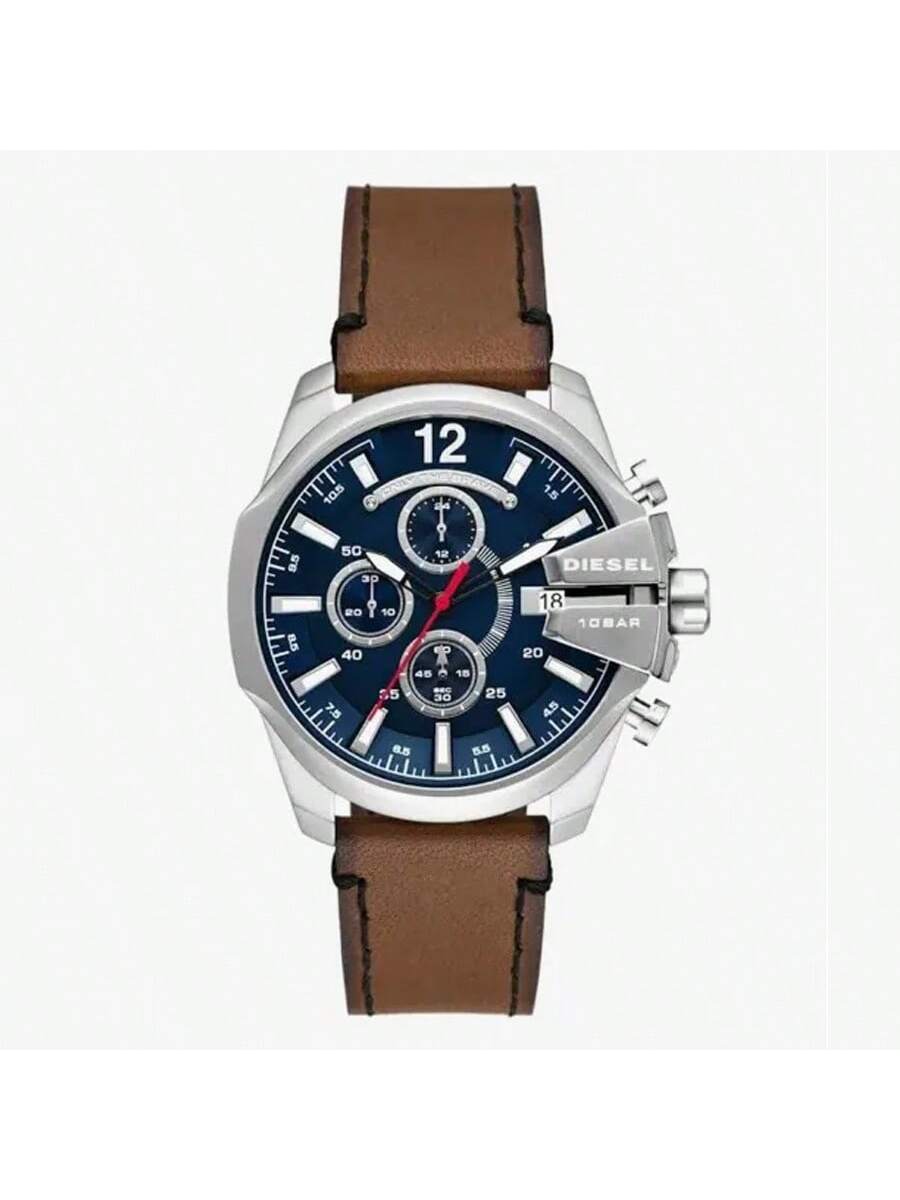

Diesel Men’s Multi-function Chronograph Quartz Watch, Leather Band Big Dial Wristwatch with Date, Great for Business and Outdoor DZ4601 коричневий