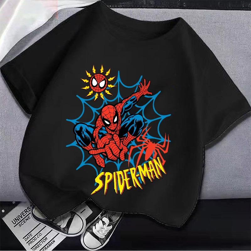 Boys and Girls 2026 Summer Children's T-shirt, Comfortable, Printed with Marvel Spider-Man Pattern