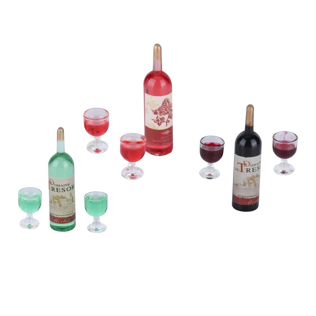 Miniature Dollhouse Wine Bottle Set Dollhouse Decoration Pretend Play Funny Mini Toy Set for Party