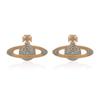Eleganti Orecchini a Bottone Saturno con Strass per Donna - Design di Nicchia Light Luxury