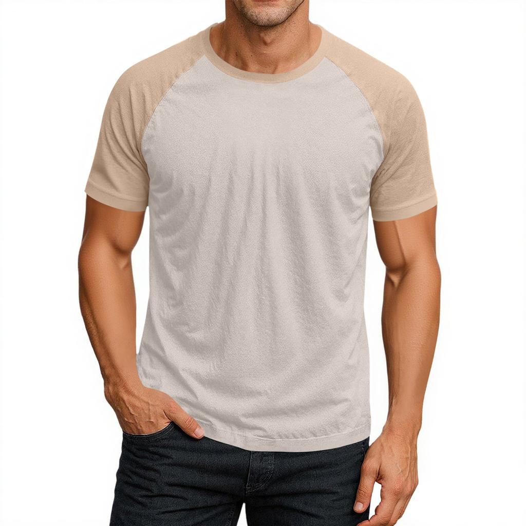Pánské tričko s kulatým výstřihem, raglánovým krátkým rukávem a kontrastní barvou