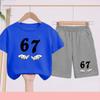 Completo sportivo per bambini: Set di T-shirt casual a maniche corte stampata+pantaloncini adatto per la calda estate