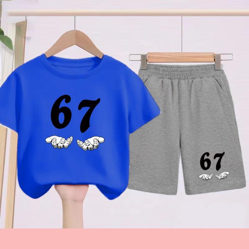 Completo sportivo per bambini: Set di T-shirt casual a maniche corte stampata+pantaloncini adatto per la calda estate