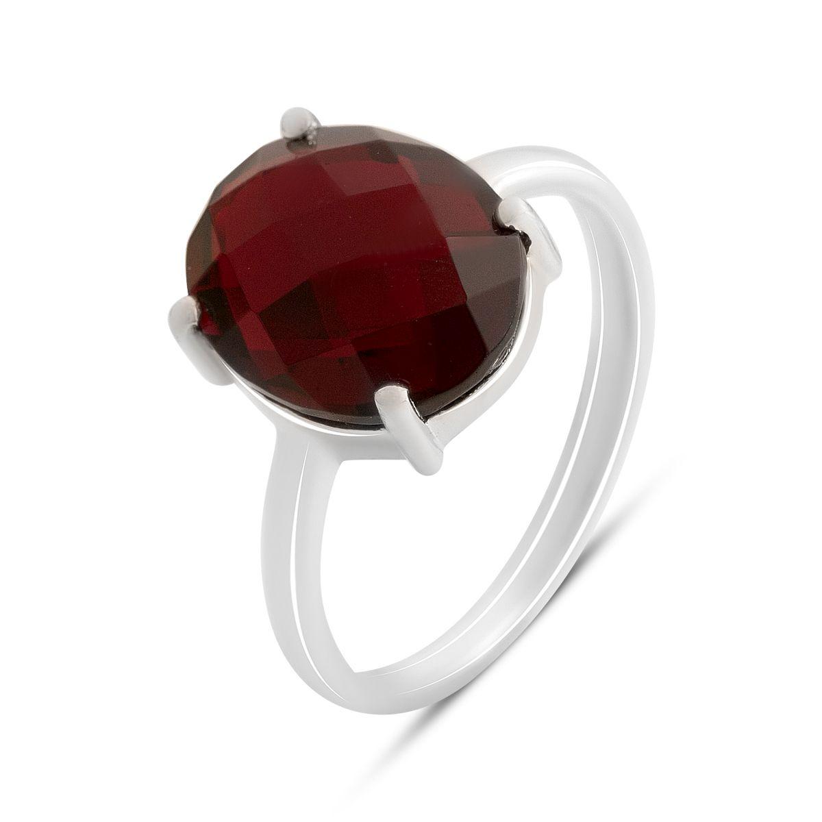 

Silver ring with artificial nano garnet, item weight 2.69 g (60002421) 17.5 темні цукерки apple червоний колір