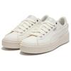 Puma Basket Platform Fringe Round Toe Lace-Up Low-Top Sneakers Women Sneakers Beige 399252-02