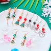 New Crystal Christmas Tree Tassel Earrings for Women Trendy Rhinestone Snowflake Bow Round Drop Earring Girls Christmas Jewelry