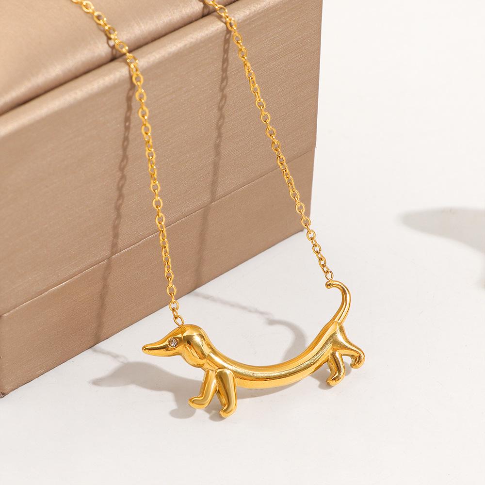 2026 European American Sausage Dog Stainless Steel Necklace – Cute & Creative Clavicle Chain for Women
