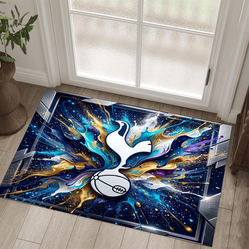 Tottenham Hotspur Design Crystal Velvet Carpet Cozy Non?Slip Printed Rug For Bedroom Living Room Entrance