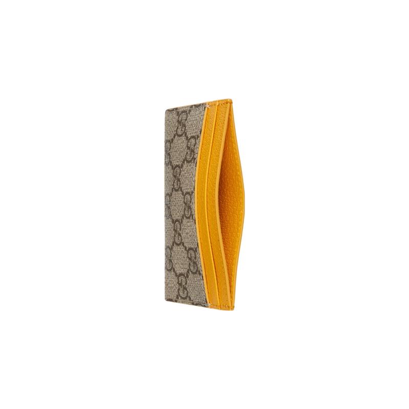 Gucci Doppel-G-Logo Keramikeffekt-Finish Leinwand und Leder Kartenetui Regular Herren Gelb/Braun