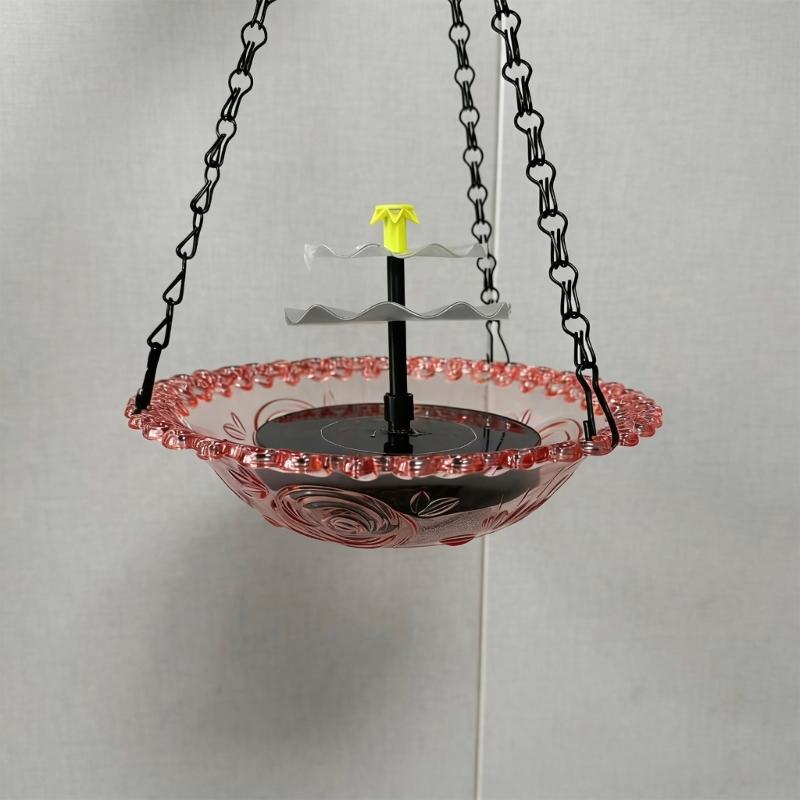 Cascading Hanging Bird Bath Fountain Solar Hanging Bird Feeder With Waterfall Effect For Backyard And Garden