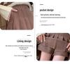 High-Waist Wool Pleated A-Line Skirt with Pockets - Slim Fit, Large Sizes for Autumn & Winter