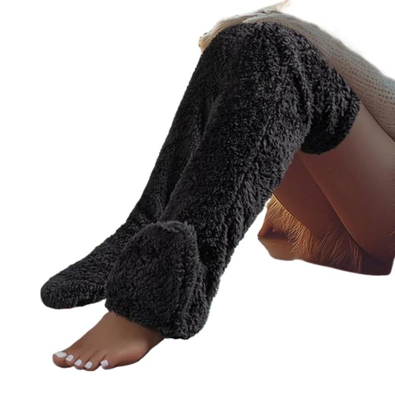 Fashion SyfIyno Multi Color Indoor Sock Boots Hot Fluffy Thigh High Socks Teddy Legs Leggings Over Knee Slippers Hairy Stockings