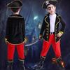 Kids Pirate Costume Carnival Set with Hat, Eye Patch, and Boot Covers - Premium Fabric - Red/Black - 7-8 Years/120-130 cm